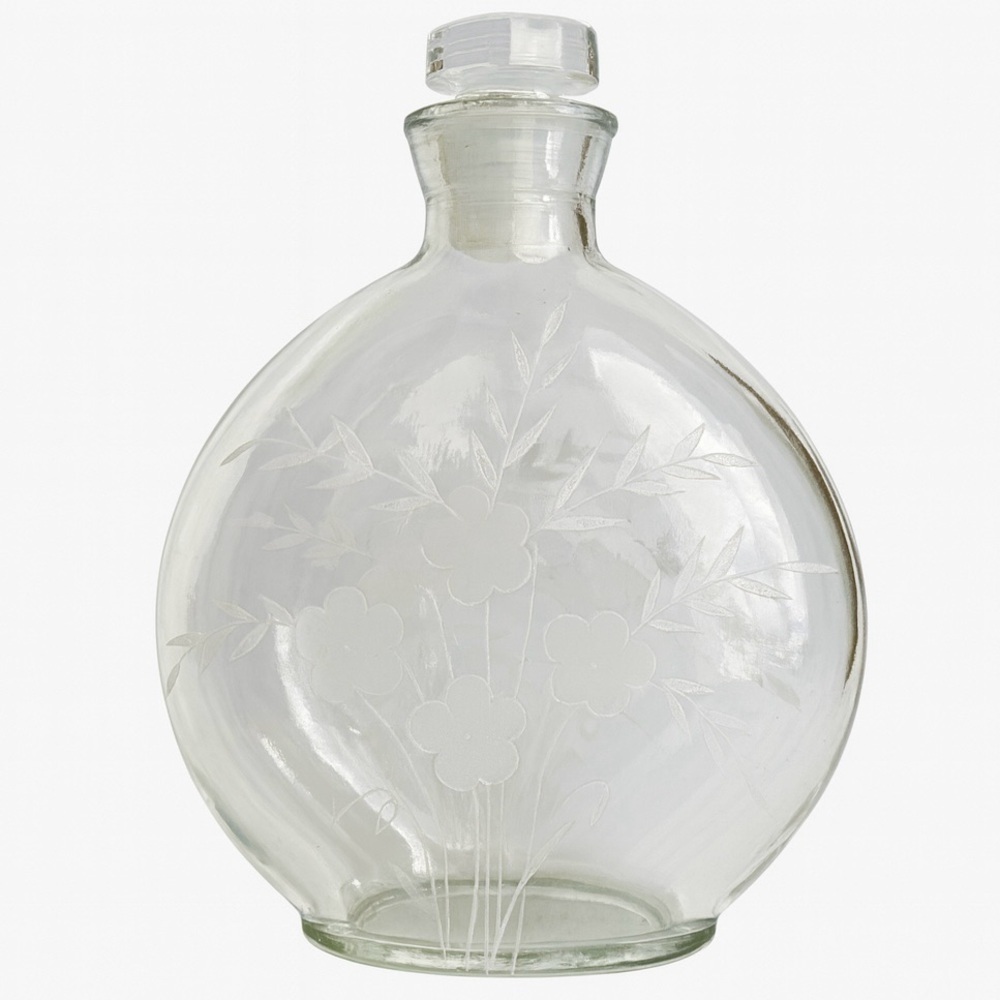Studio Crystal Etched Glass Perfume Bottle with Stopper